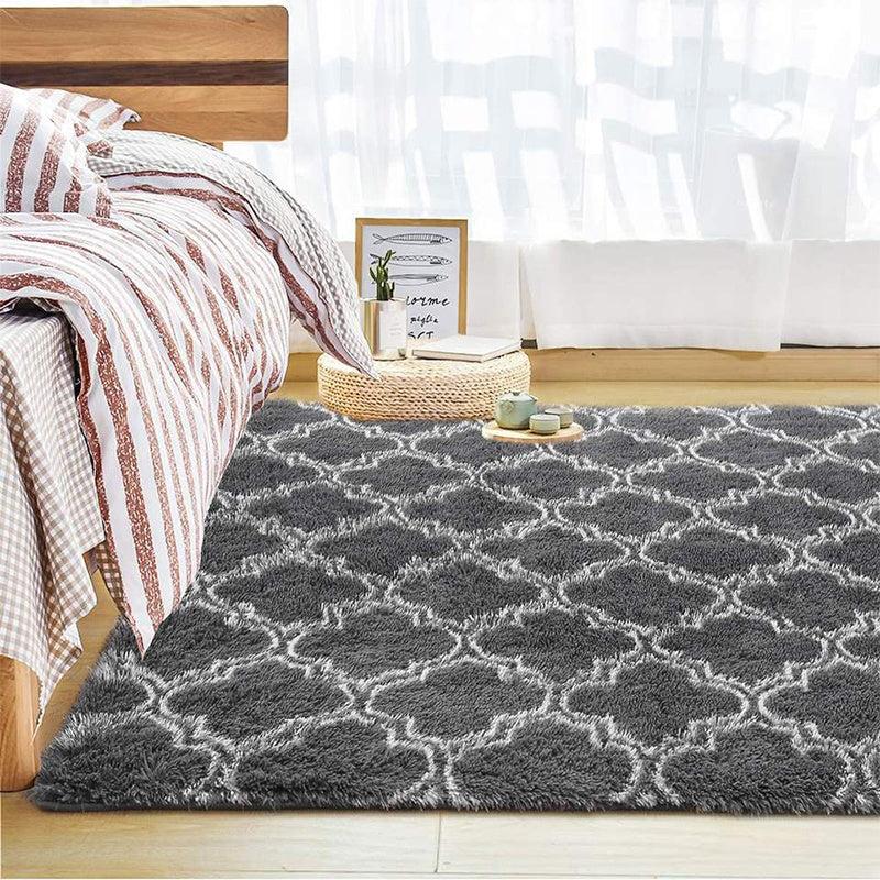 Soft Plush Shaggy Area Rug Fluffy Polyester Carpet for Bedroom Living Room