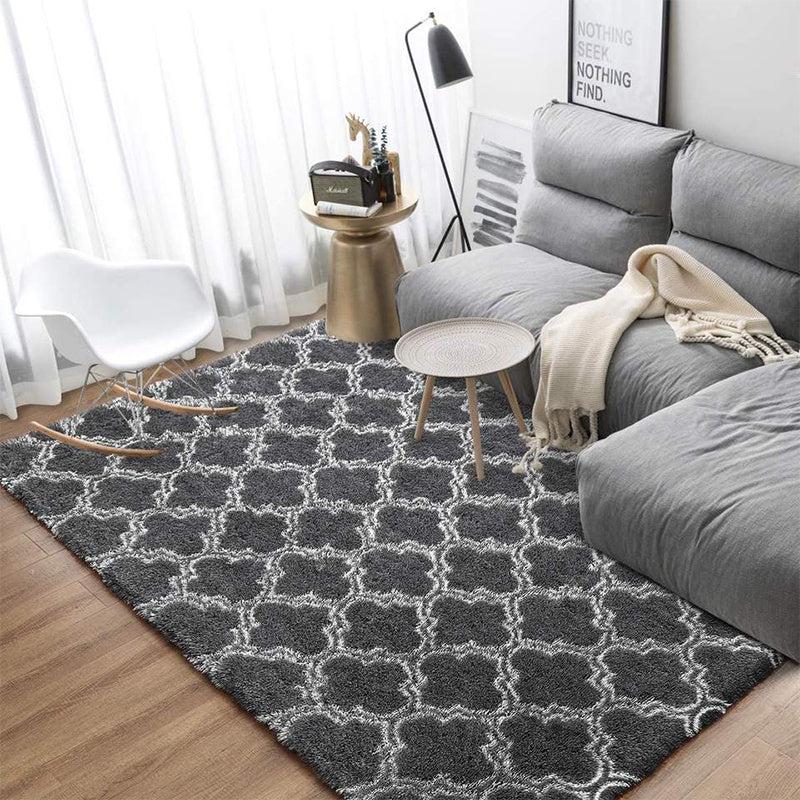 Soft Plush Shaggy Area Rug Fluffy Polyester Carpet for Bedroom Living Room