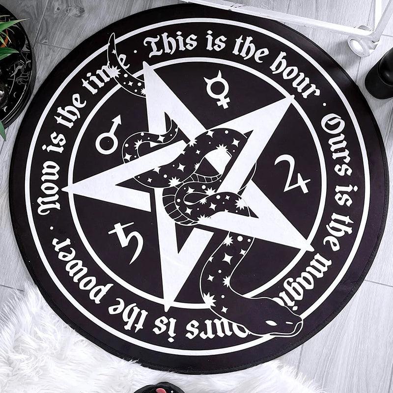 Gothic Magic Circle Pattern Round Rug