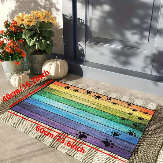 Colorful Dog Paw Doormat Funny Outdoors/Indoors Entry Floor Mats Non-Slip PVC
