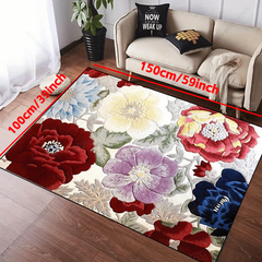 Colorful Floral Area Rug Non Slip Machine Washable Carpet
