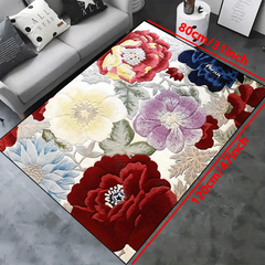 Colorful Floral Area Rug Non Slip Machine Washable Carpet