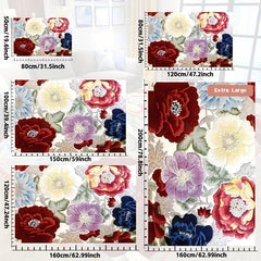 Colorful Floral Area Rug Non Slip Machine Washable Carpet