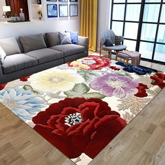 Colorful Floral Area Rug Non Slip Machine Washable Carpet