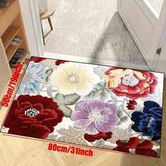 Colorful Floral Area Rug Non Slip Machine Washable Carpet