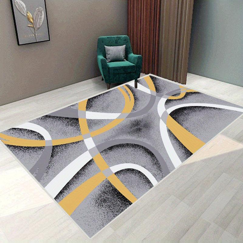 Modern Geometric Area Rug Gray Red Contemporary Carpet for Living Room Bedroom