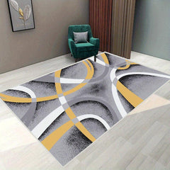 Modern Geometric Area Rug Gray Red Contemporary Carpet for Living Room Bedroom