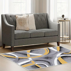 Modern Geometric Area Rug Gray Red Contemporary Carpet for Living Room Bedroom