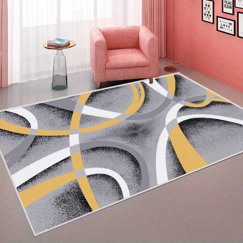 Modern Geometric Area Rug Gray Red Contemporary Carpet for Living Room Bedroom