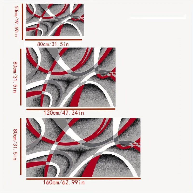 Modern Geometric Area Rug Gray Red Contemporary Carpet for Living Room Bedroom
