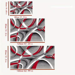 Modern Geometric Area Rug Gray Red Contemporary Carpet for Living Room Bedroom