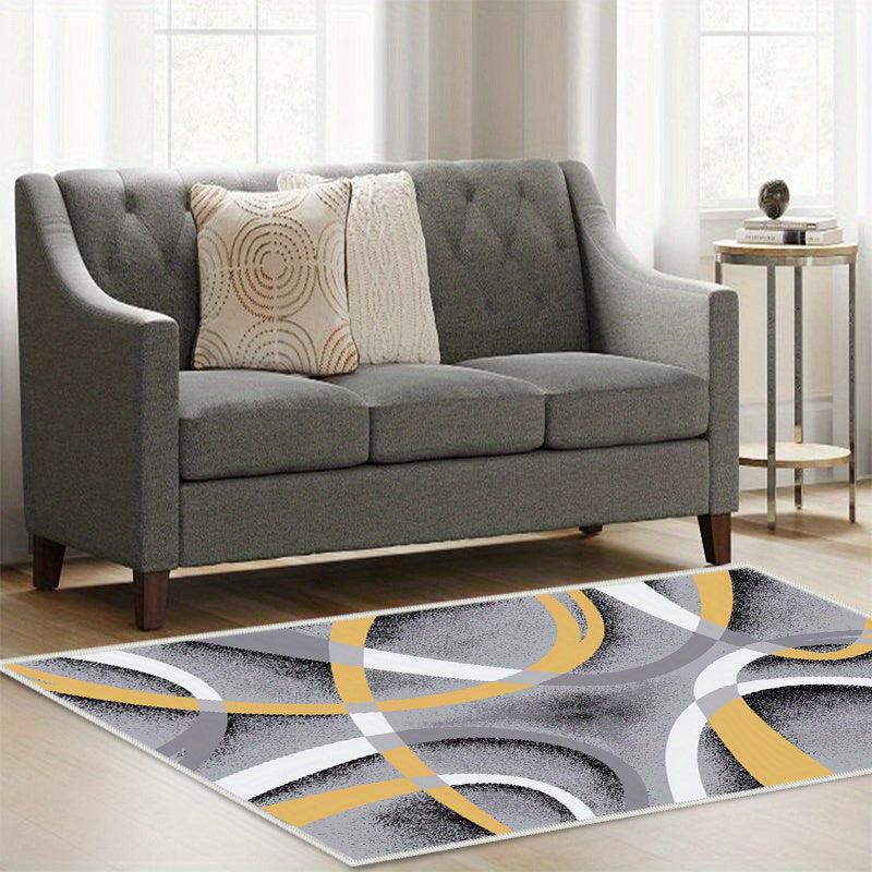 Modern Geometric Area Rug Gray Red Contemporary Carpet for Living Room Bedroom