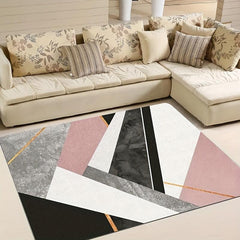 Gray Pink Marble Area Rug Geometric Non Slip Kids Rugs Carpet Machine Washable