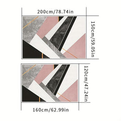 Gray Pink Marble Area Rug Geometric Non Slip Kids Rugs Carpet Machine Washable