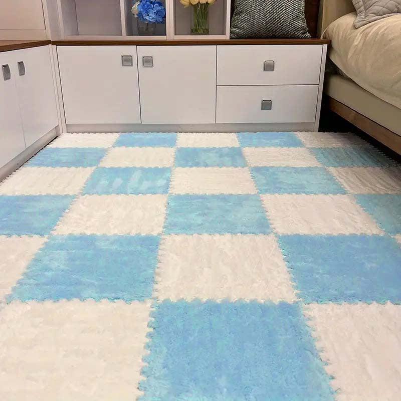 12pcs Plush Puzzle Foam Floor Mat Interlocking Ca