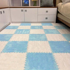 12pcs Plush Puzzle Foam Floor Mat Interlocking Ca