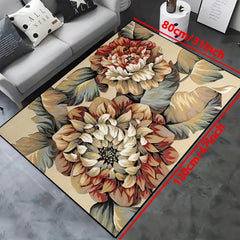 Non-Slip Colorful Floral Area Rug, Waterproof Carpet for Living Room