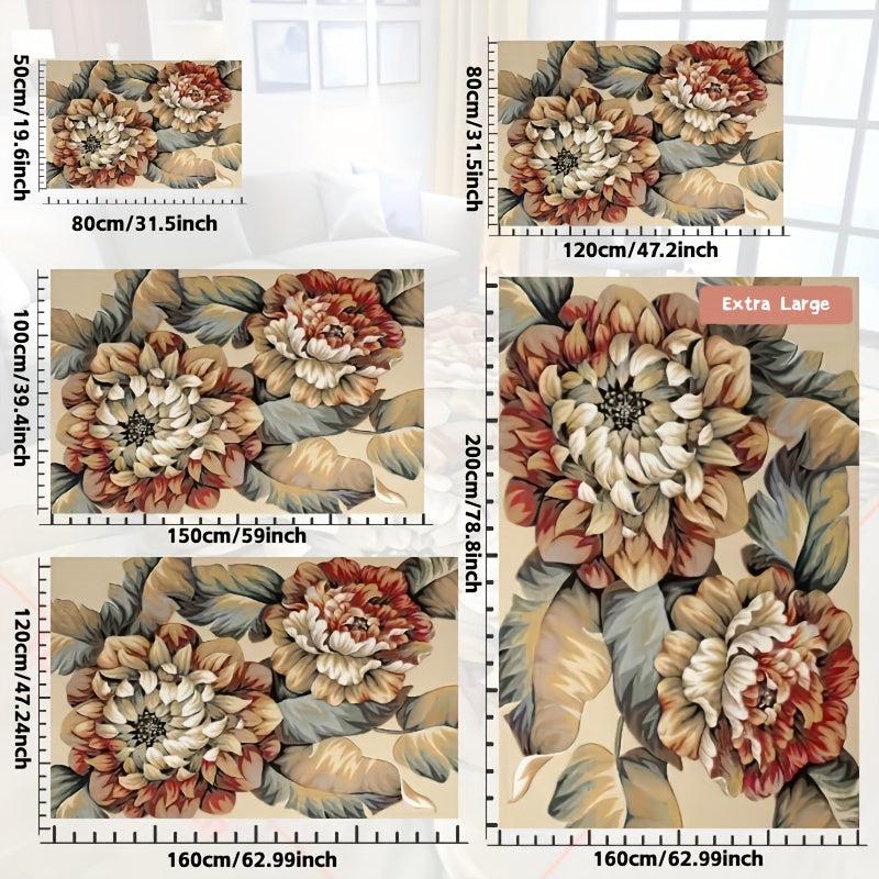 Non-Slip Colorful Floral Area Rug, Waterproof Carpet for Living Room