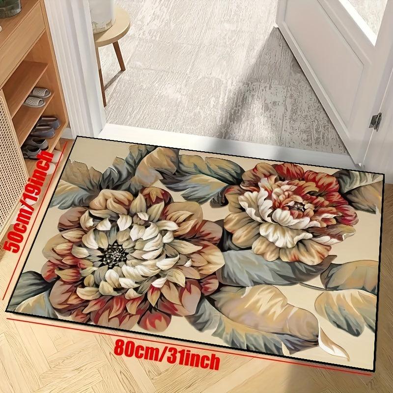 Non-Slip Colorful Floral Area Rug, Waterproof Carpet for Living Room