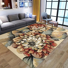 Non-Slip Colorful Floral Area Rug, Waterproof Carpet for Living Room