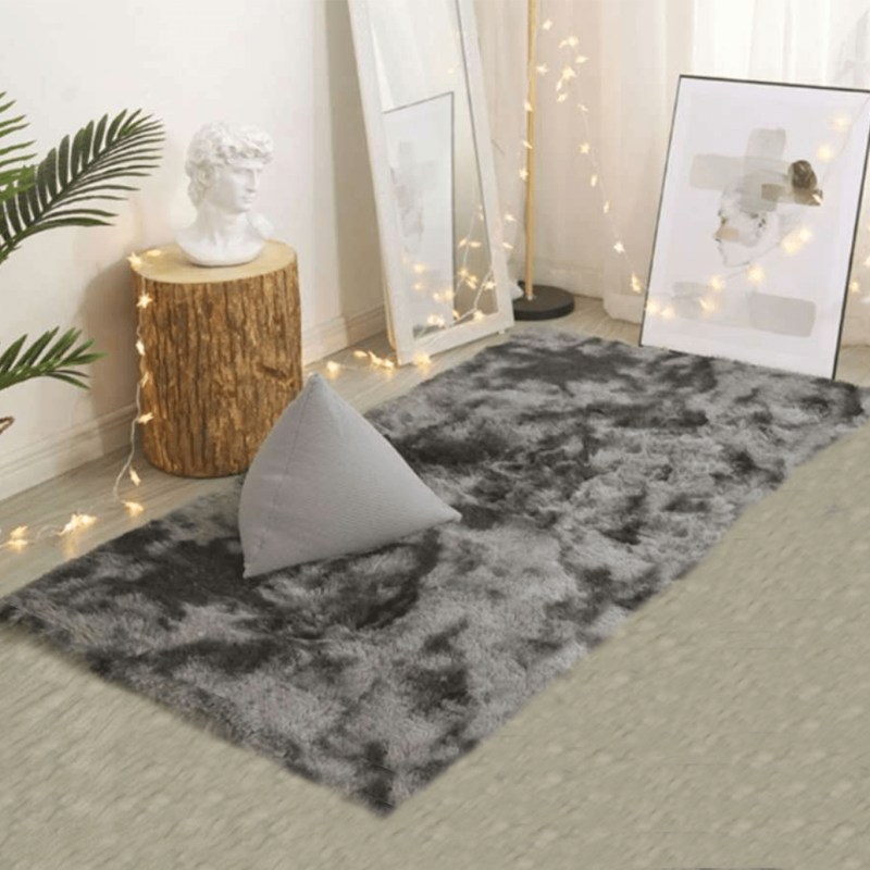 Dark Grey Plush Rug Soft Area Rug For Bedroom Fluffy Rug Living Room