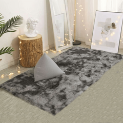 Dark Grey Plush Rug Soft Area Rug For Bedroom Fluffy Rug Living Room