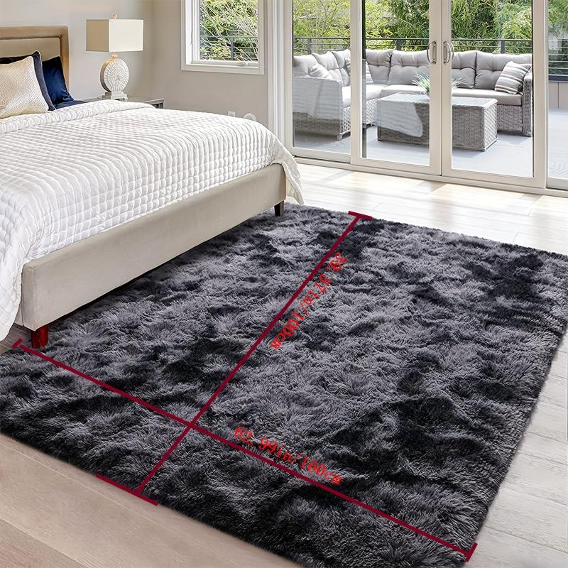 Dark Grey Plush Rug Soft Area Rug For Bedroom Fluffy Rug Living Room