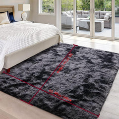 Dark Grey Plush Rug Soft Area Rug For Bedroom Fluffy Rug Living Room