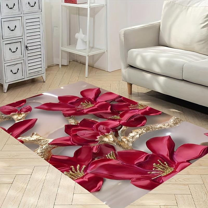 Crystal Velvet Floor Mat Non-slip Floral Soft Rug