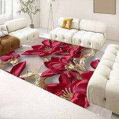 Crystal Velvet Floor Mat Non-slip Floral Soft Rug