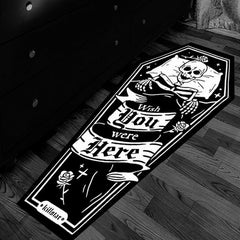 Gothic Skull Rug Coffin Shape Carpet for Halloween Room Decor