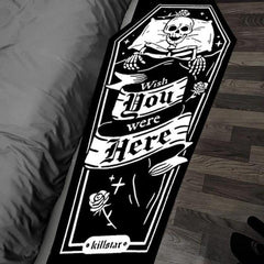 Gothic Skull Rug Coffin Shape Carpet for Halloween Room Decor