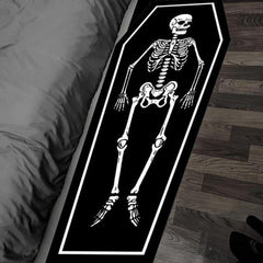 Gothic Skull Rug Coffin Shape Carpet for Halloween Room Decor