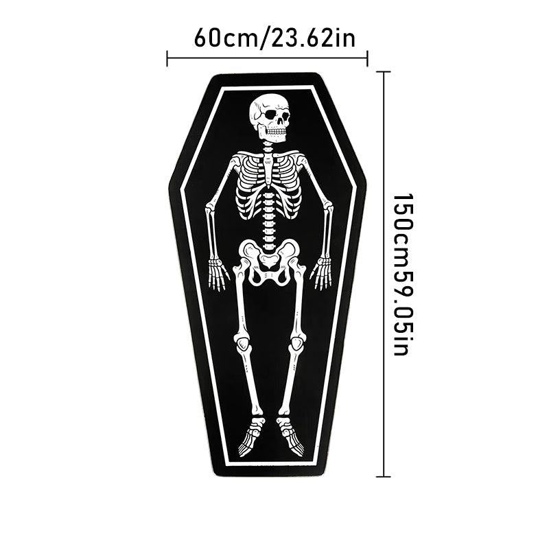 Gothic Skull Rug Coffin Shape Carpet for Halloween Room Decor