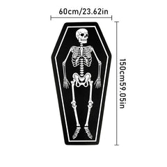Gothic Skull Rug Coffin Shape Carpet for Halloween Room Decor