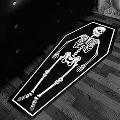 Gothic Skull Rug Coffin Shape Carpet for Halloween Room Decor