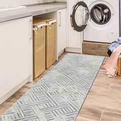Modern Geometric Runner Rug 2'X10' Abstract Laundry Room Rug Soft Non Slip