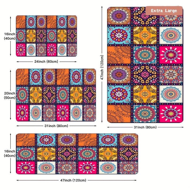 Colorful Boho Kitchen Mat Non Slip Waterproof Entrance Doormat