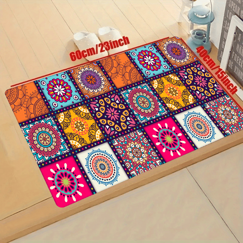 Colorful Boho Kitchen Mat Non Slip Waterproof Entrance Doormat