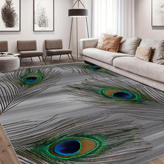Peacock Feather Print Carpet for Living Room Dormitory Bedroom Small Office