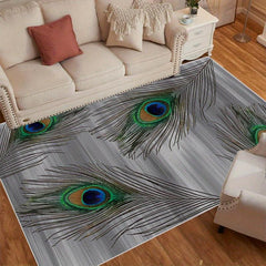 Peacock Feather Print Carpet for Living Room Dormitory Bedroom Small Office