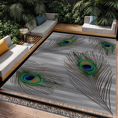 Peacock Feather Print Carpet for Living Room Dormitory Bedroom Small Office