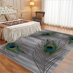 Peacock Feather Print Carpet for Living Room Dormitory Bedroom Small Office