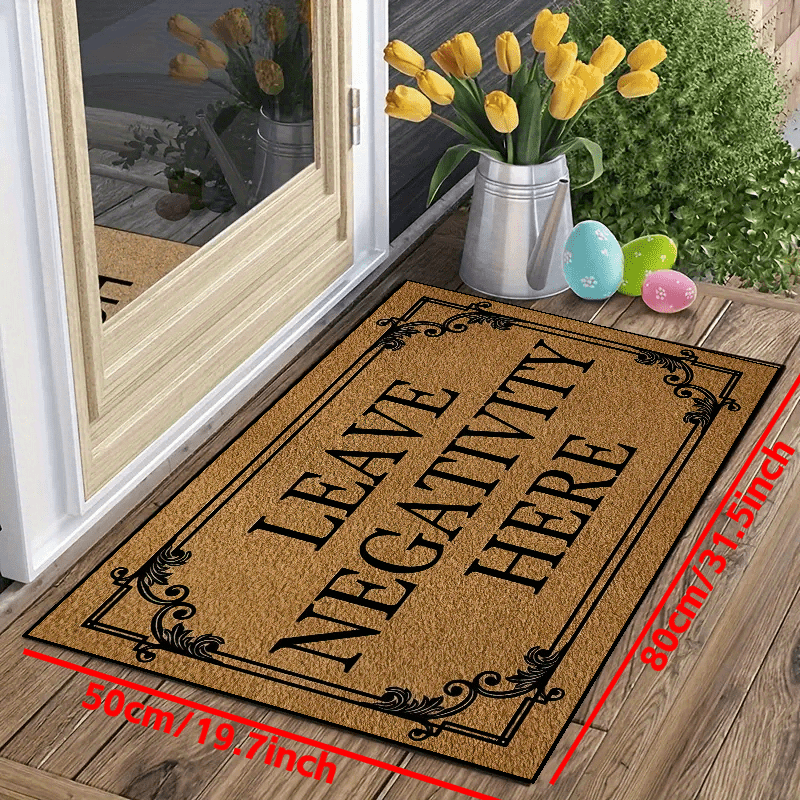 Low Pile Leave Negativity Here Doormat Non-Slip Indoor Mat