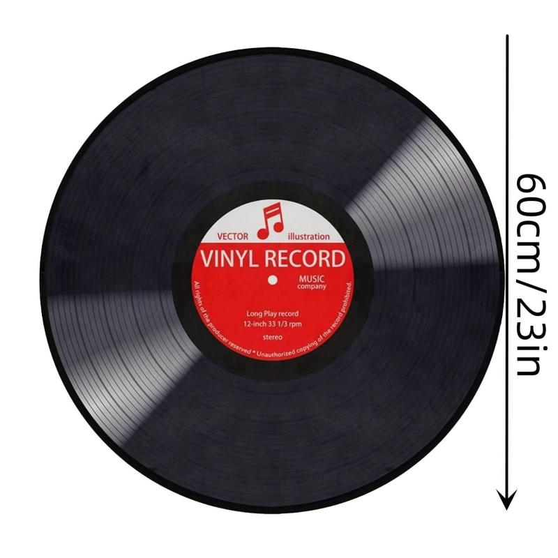 Non Slip Music Record Round Area Rug for Bedroom Living Room Home Decor