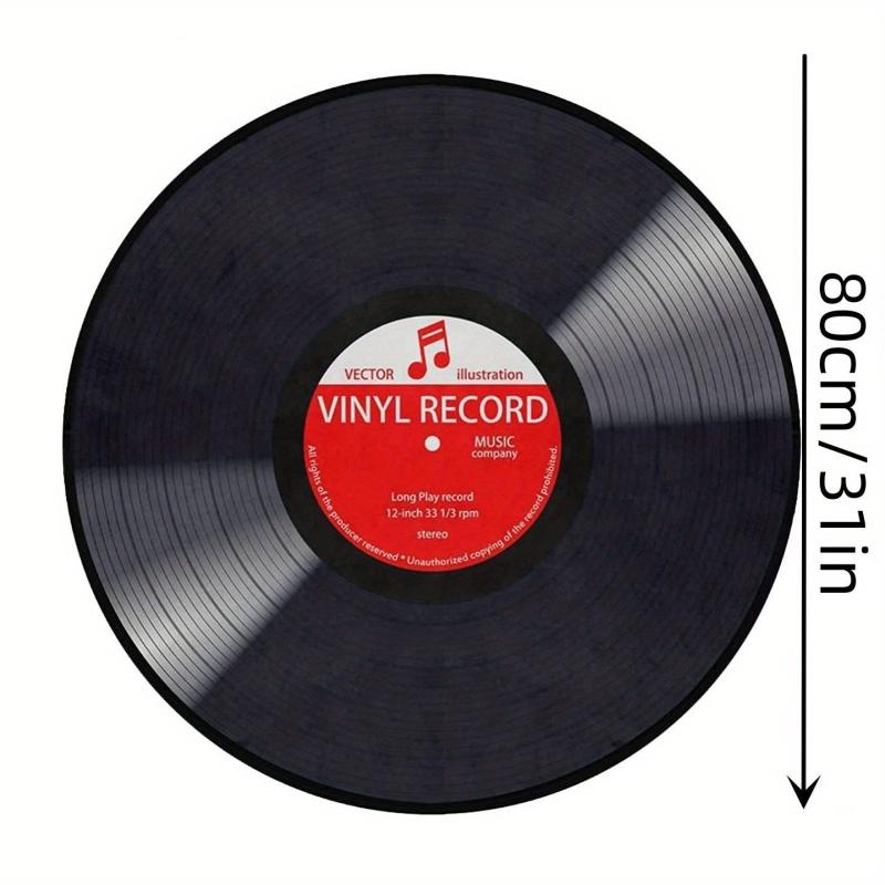 Non Slip Music Record Round Area Rug for Bedroom Living Room Home Decor