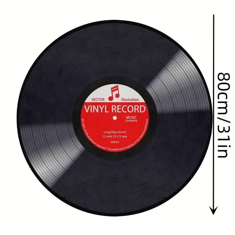 Non Slip Music Record Round Area Rug for Bedroom Living Room Home Decor