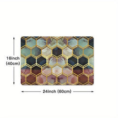 Hexagon Anti Fatigue Kitchen Rug Waterproof Non Slip Runner Rug