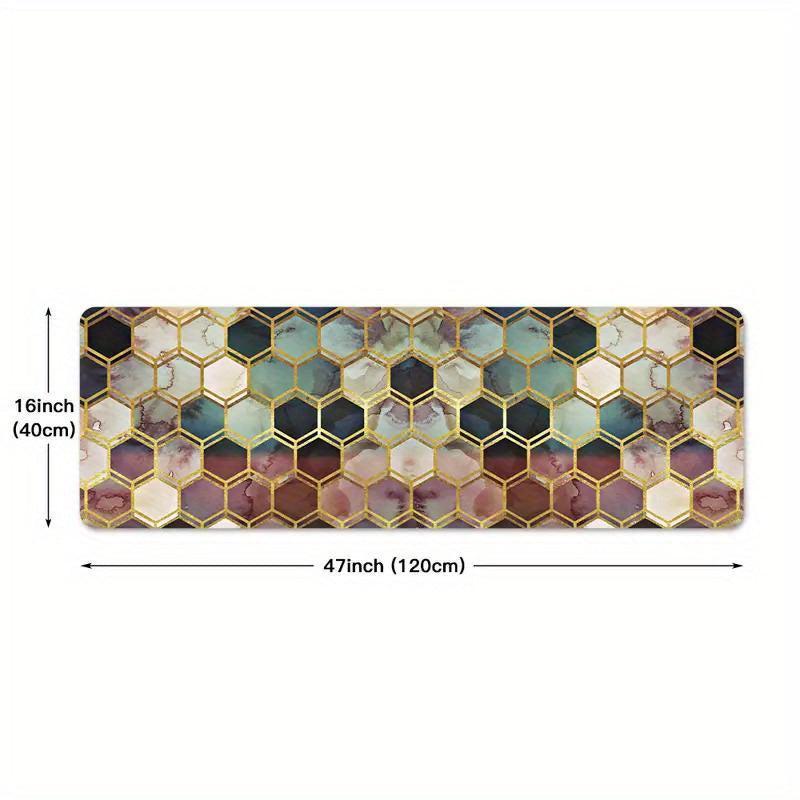 Hexagon Anti Fatigue Kitchen Rug Waterproof Non Slip Runner Rug