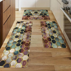 Hexagon Anti Fatigue Kitchen Rug Waterproof Non Slip Runner Rug